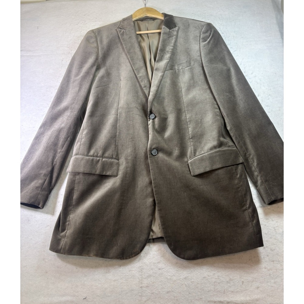Merona Men's Taupe Velvet Sportcoat 42L Single-Breasted 2 Button Notch Holiday